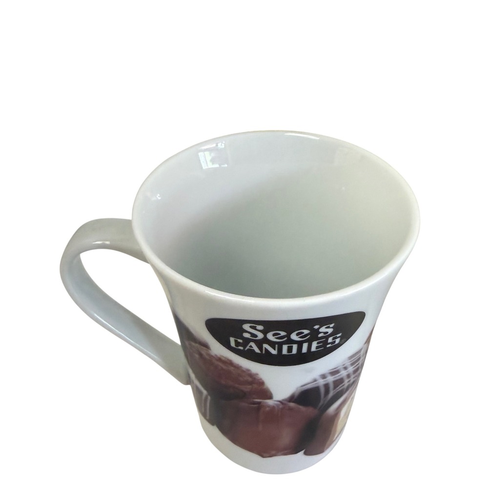 See's Candies Coffee Mug Unisex OS White Chocolate Graphic Ceramic Latte Cup